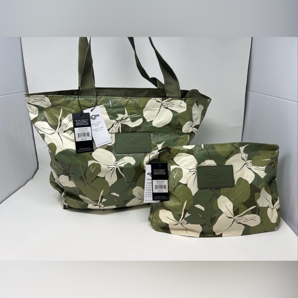 Aloha Collection Day Tripper and Mid Size Pouch In Olive Green/Ginger CAMO Day